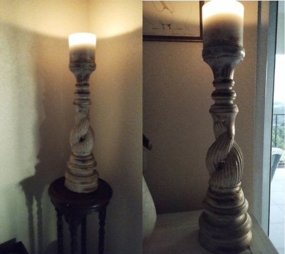 Carved Wooden Candle Stand