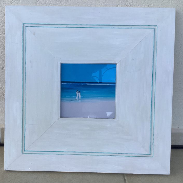 Wide White Wooden Frame with Print